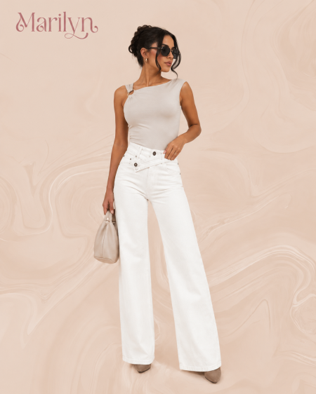 بنطلون جينز Cross Waist -  ابيض