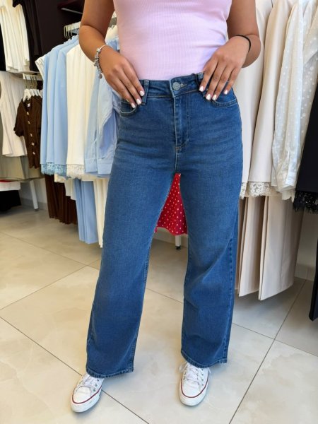 جينز أزرق Wide Leg بخصر مرتفع